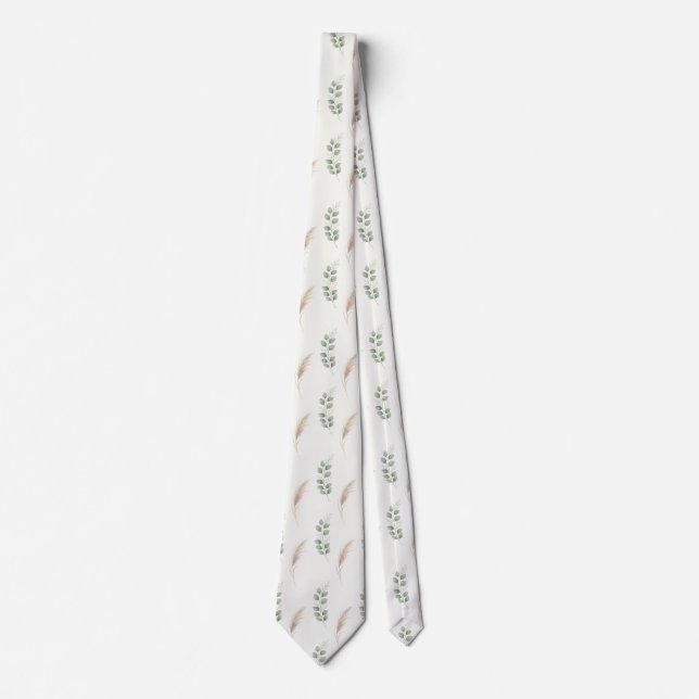 Gravata Elegante Floral Seca Neutra (Frente)