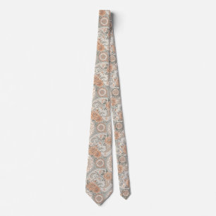 Gravata Elegante Floral Vitoriano Vintage Pêssego Salvia