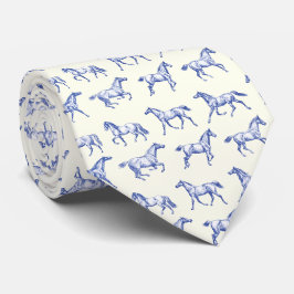 Gravata Elegante Galopante Cavalos Azul Toile