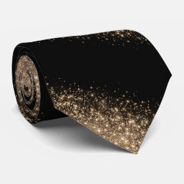 Gravata Elegante Glitter Ombre Preto e Dourado
