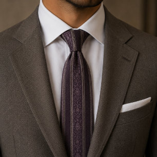 Gravata Elegante Luxo Vintage Ameixa Profunda