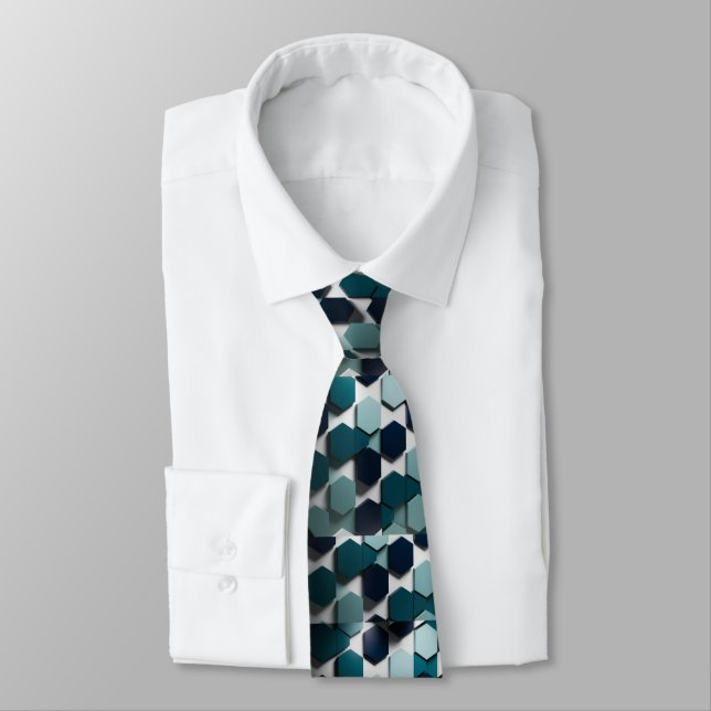 Gravata Elegante, Marinho e branco (Amarrado)