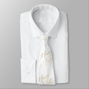 Gravata Elegante Merry & Bright com Letreiro Doura