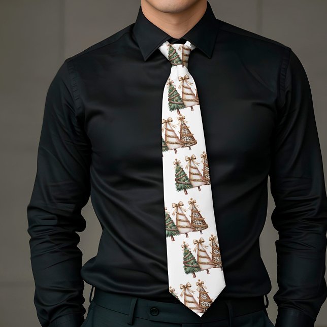 Gravata elegante minimalista com árvores de Natal  (Elegant watercolor Christmas trees minimalist tie)