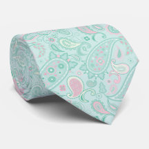Elegante Mint Green & Pink Floral Paisley