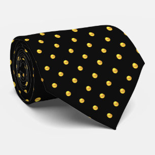 Gravata Elegante Moderno Pontos Goldê sobre Preto