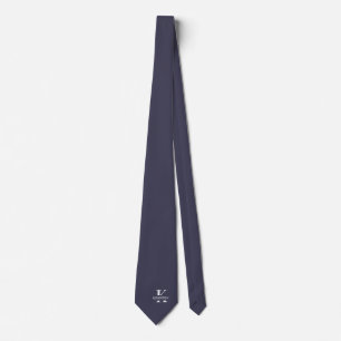 Gravata Elegante Monograma Cinza Ardósia + Nome