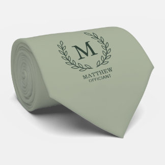 Gravata Elegante Monograma de Noiva de Salvia Verde para o