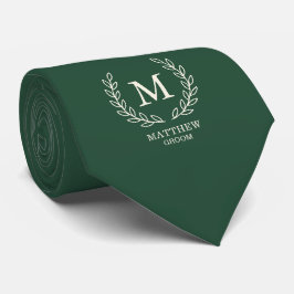 Gravata Elegante Monograma Inicial do Noivo com Louro Verd