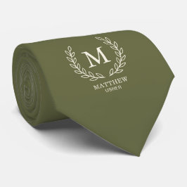 Gravata Elegante Noivo de Casamento em Verde Oliva com Mon