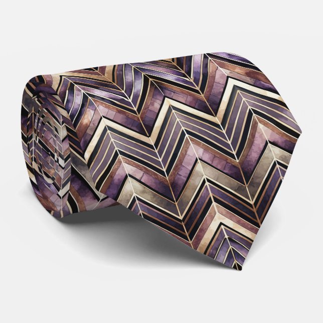 Gravata Elegante padrão Art Deco em azulejos (Rolled)
