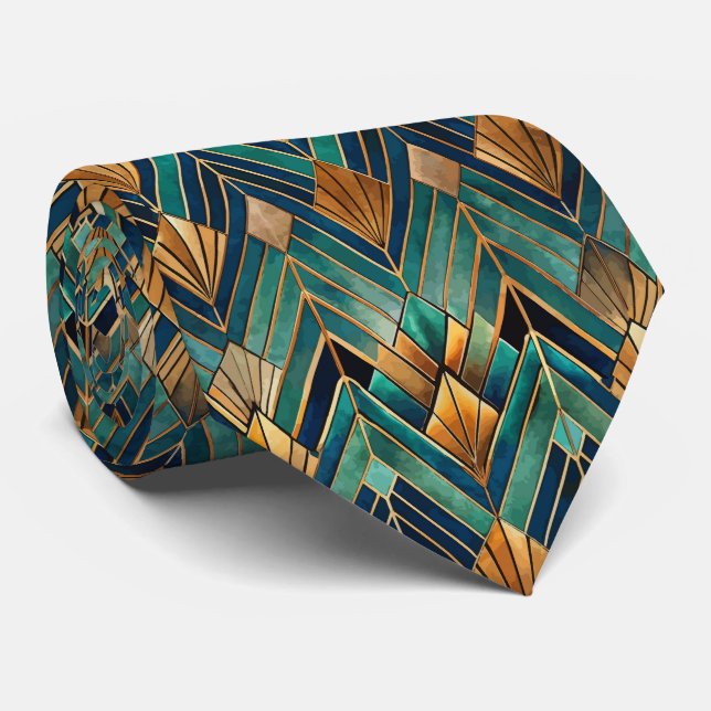 Gravata Elegante padrão Art Deco em azulejos (Rolled)