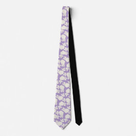 Gravata Elegante padrão floral roxo e branco