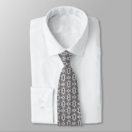 Gravata Elegante Padrão Floral Sem Costura Folk Preto e Br