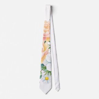 Gravata Elegante peônia em aquarela e floral de anemona br