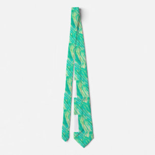 Gravata Elegante Pétala Floral de Aquarela Aquamarine