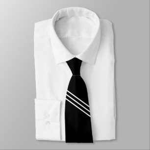 Gravata Elegante Preto com 3 Listras Brancas