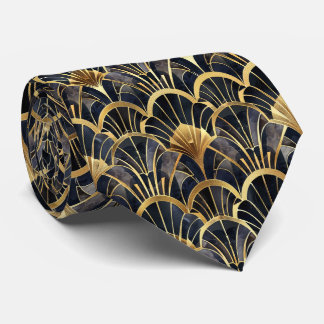 Gravata Elegante preto de arte em ouro deco
