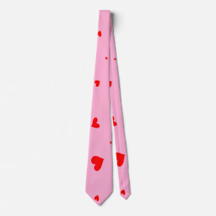 Gravata Elegante Red Hearts Dia de os namorados Rosa
