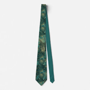 Gravata Elegante Teal Seagreen Padrão Floral