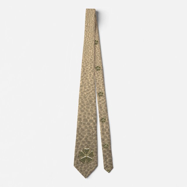 Gravata Elegante Trevo de São Patrício em Couro (Frente)