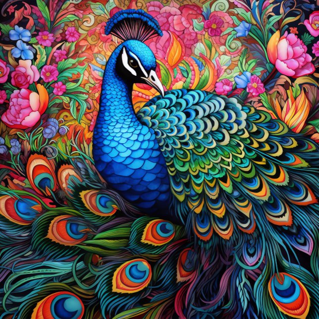 Gravata Elegante Única e Ousada de Pavão (Criador carregado)