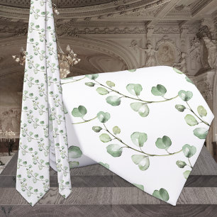 Gravata Elegante Verde Eucalipto & Casamento Branco