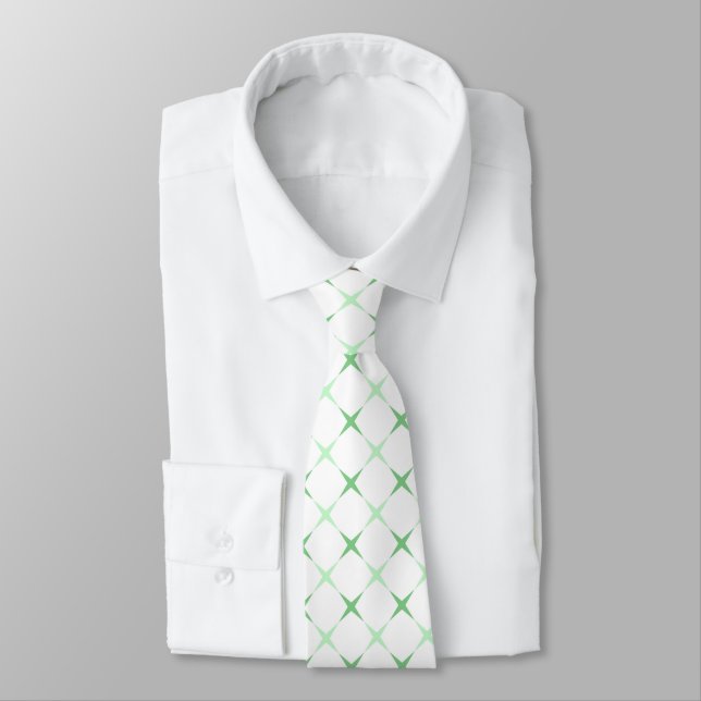Gravata Elegante Verde Menta Geométrica Estrela (Amarrado)