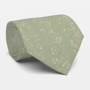 Gravata Elegante Vide Verde Sábio Delicada Botânica
