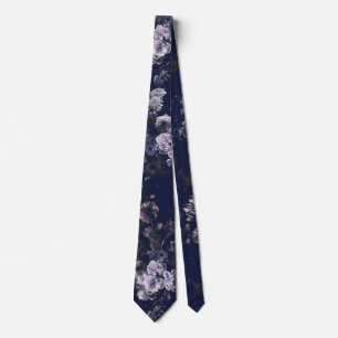 Gravata Elegante Vintage Escuro Mal-humorado Azul Naval Fl