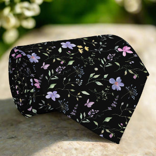 Gravata Elegante Wild Floral No Casamento Preto De Fundo