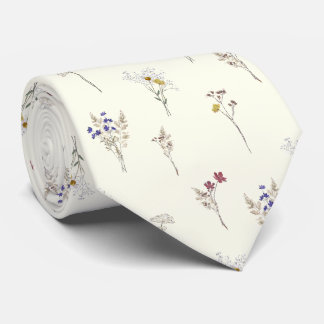 Gravata Elegantes Flores Silvestres Botânicas Vintage Bran