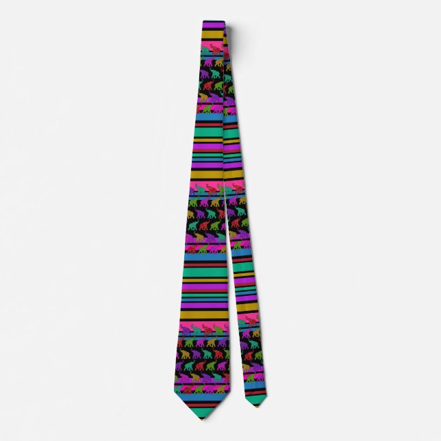 Gravata Elephant Walk & Stripes Pattern + suas ideias (Frente)