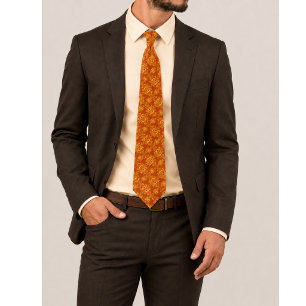 Gravata Emberielle Laranja Queimada e Dourado Ornamental F