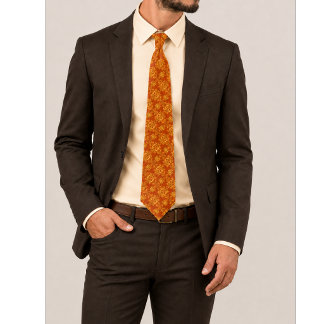 Gravata Emberielle Laranja Queimada e Dourado Ornamental F