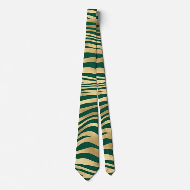 Gravata Emerald e Dourado Safari Series Design 4 (Frente)