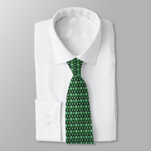 Gravata Emerald Green Drop Pattern Clássico Tie de Natal (Amarrado)