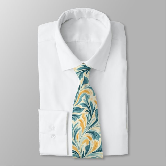 Gravata Emerald Green e Dourada Paisley Leaf Pattern (Amarrado)
