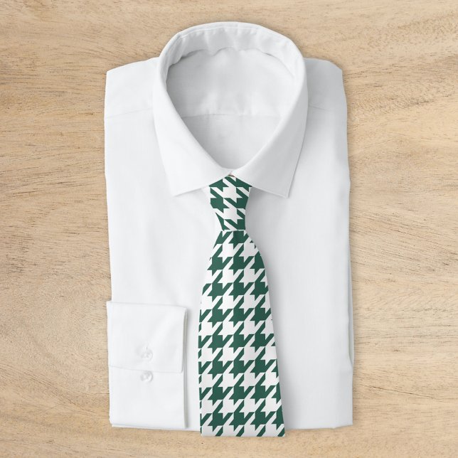 Gravata Emerald Green e White Classic Houndstooth (Criador carregado)