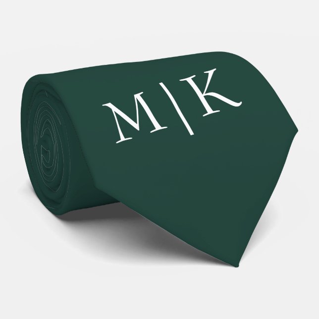 Gravata Emerald Green e White | Monograma Moderno (Rolled)