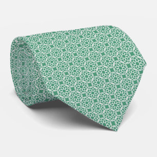 Gravata Emerald Green White - Padrão geométrico sem costur