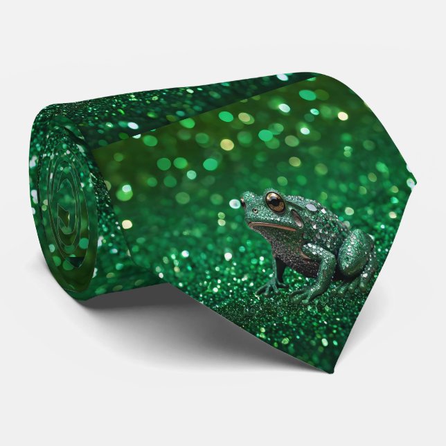 Gravata Emergência Encantadora: O Sapo Verde Sparkle, (Rolled)