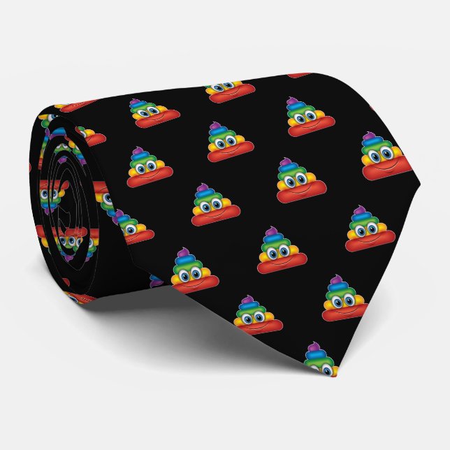 Gravata Emoji de cocô de arco-íris moderno (Rolled)