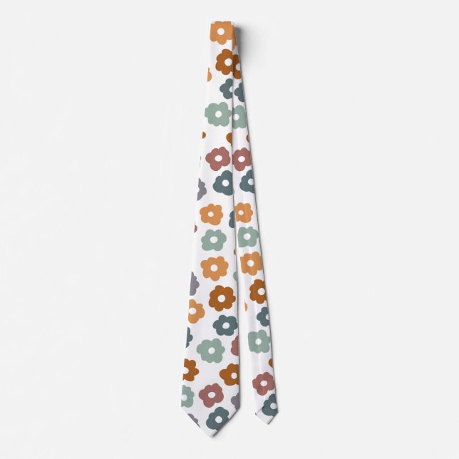 Gravata Encanto Boho Retro Florais e Charme Botânico (Frente)