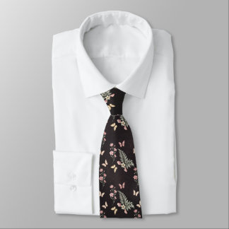 Gravata Enchanted Butterfly Garden Romantic Floral Pattern