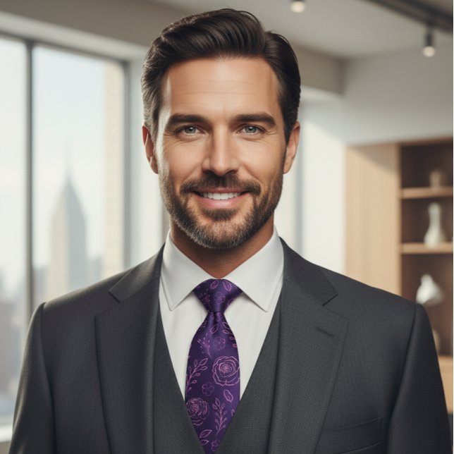 Gravata Enchanted Purple Rose Garden (Criador carregado)