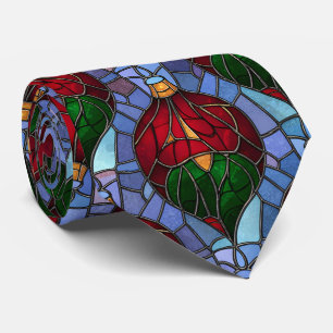 Gravata Enfeite de Natal Vermelho Verde Azul Vidro Manchad