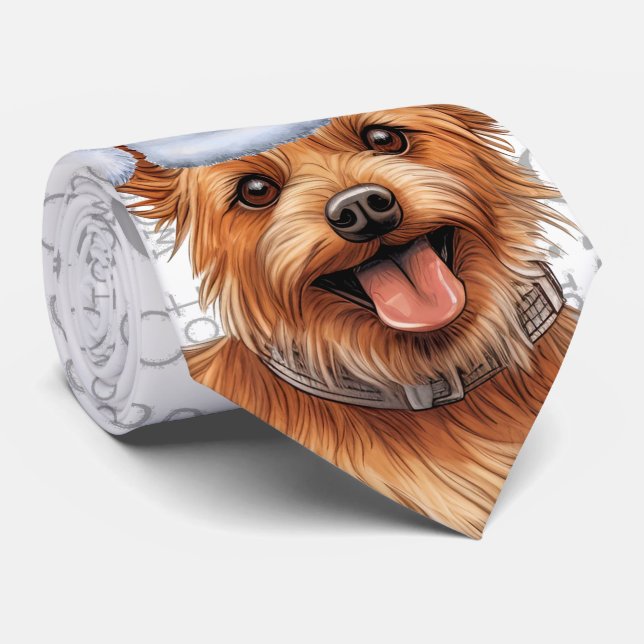 Gravata Engraçado australiano Terrier Christmas Dog Lover (Rolled)