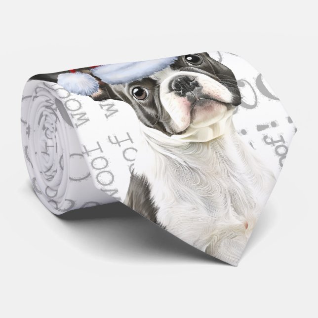 Gravata Engraçado Boston Terrier Christmas Dog Lover (Rolled)