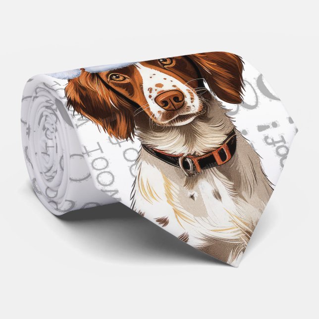 Gravata Engraçado Brittany Spaniel Cachorro de Natal (Rolled)